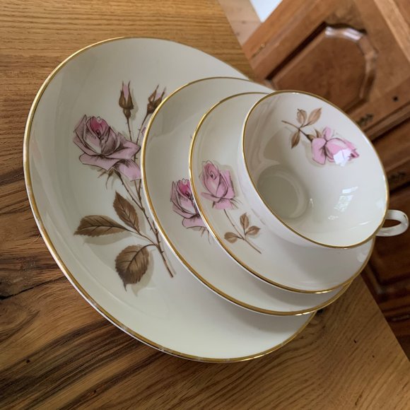 Fine Arts Other - 'Eternal Rose'  Vintage Midcentury Fine China Dishes, Teacup and Saucer Set